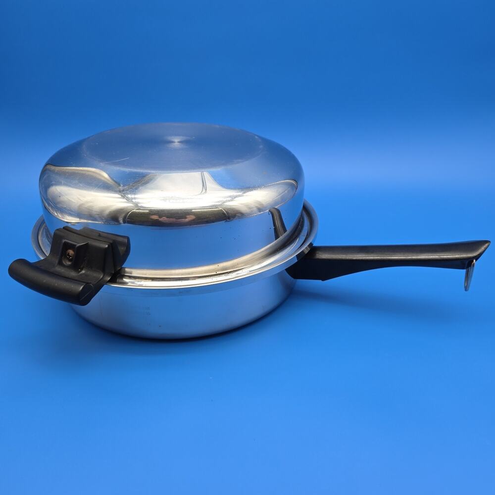 Amway Queen Multi-Ply 18/8 Stainless 10.5" Skillet With Helper Handle & Dome Lid